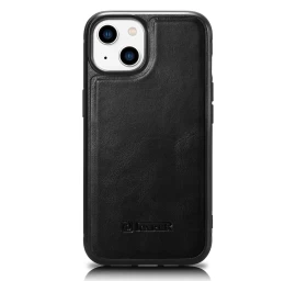 Tikra Oda Dengtas Dėklas Iphone 14 Plus Leather Oil Wax Juodas