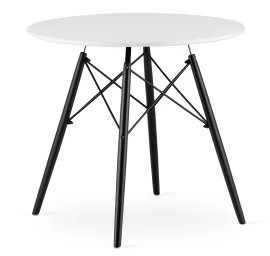 Todi Apvalus 80 Cm Stalas - Baltas / Juodos Kojos