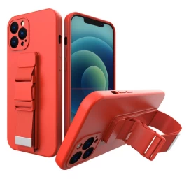Tpu Gelio Gelio Virvės Virvės Dėklas Su Dirželiu iphone 12 Mini Raudonos Spalvos