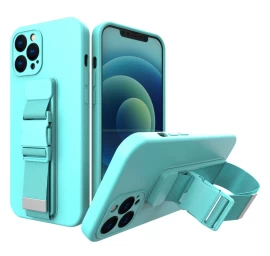 Tpu Gelio Virvės Dėklas Su Oro Pagalve Ir Dirželiu iphone 13, šviesiai Mėlynas