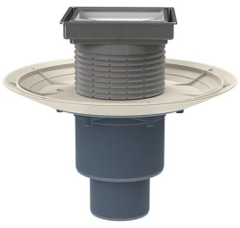 Trapas HL310Prblue-3020 vertikaliu išleidimu su sifonu ir uždedamu elementu plytelei įklijuoti 132x132/112/112mm HL310Prblue-3020