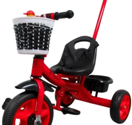 Triratukas T8 Raudonas Su Rankena Eva Ratai Pusher