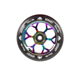 Triukinio paspirtuko ratukas Monkey Spider black on neochrome 110mm