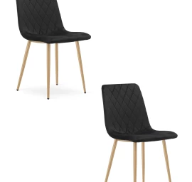 turin Kėdė - Juodas Aksomas / Medžio Spalvos Kojos X 2