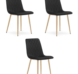 turin Kėdė - Juodas Aksomas / Medžio Spalvos Kojos X 3