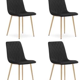 turin Kėdė - Juodas Aksomas / Medžio Spalvos Kojos X 4