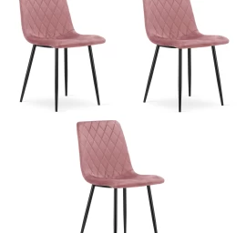 Turin Kėdė - Rausvas Aksomas / Juodos Kojos X 3