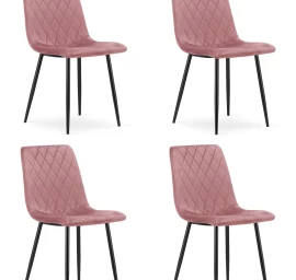 Turin Kėdė - Rausvas Aksomas / Juodos Kojos X 4