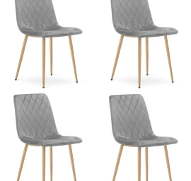 turin Kėdė - šviesiai Pilkas Aksomas / Medžio Spalvos Kojos X 4