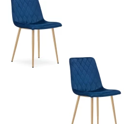 Turin Kėdė - Tamsiai Mėlynas Aksomas / Medžio Spalvos Kojos X 2