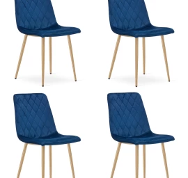 Turin Kėdė - Tamsiai Mėlynas Aksomas / Medžio Spalvos Kojos X 4