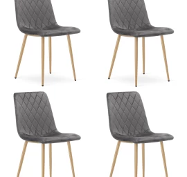 turin Kėdė - Tamsiai Pilkas Aksomas / Medžio Spalvos Kojos X 4