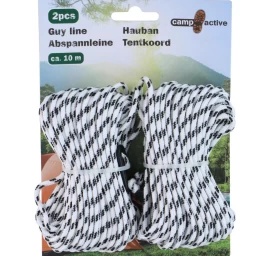 Turistinė Palapinė Virvė 2 Vnt. 10 M Juoda Ir Balta, Aktyvi Stovykla