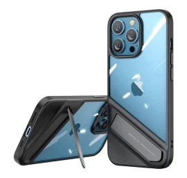 Tvirtas Dėklas Su Geliniu Rėmeliu Ir Stovu iphone 13 Pro, Juodas