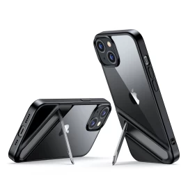Tvirtas Dėklas Su Gelio Rėmeliu Ir Integruotu Stovu iphone 14, Juodas