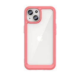 Tvirtas Dėklas Su Lanksčiu Rėmeliu Iphone 15 Plus Outer Space - Raudonas