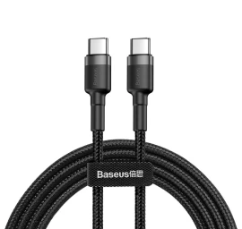 Tvirtas Pintas Kabelis Usb-c į Usb-c Qc3 2 M - Juodai Pilkas