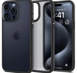 Ultra Hibridinis Dėklas iphone 15 Pro Max, Skaidrus, Juodas