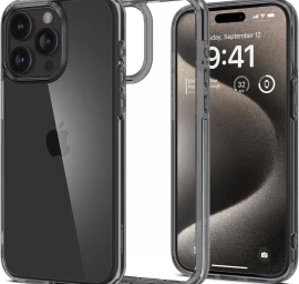 Ultra Hibridinis Dėklas iphone 15 Pro Max, Skaidrus, Pilkas