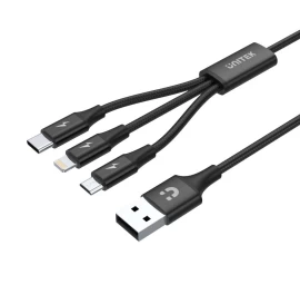 UNITEK C14049BK USB cable 1.2 m USB 2.0 USB C Micro-USB B/Lightning Black