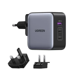 Universalus įkroviklis Gan Usb 2xusb-c Kištukai Eu / Uk / Us - Juodas