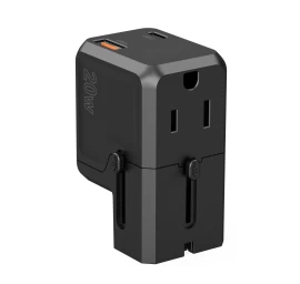Universalus Kelioninis įkroviklis Usb-c Usb-a Pd 20w Kištukai Usa Eu Uk Au Juodas