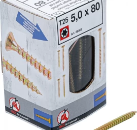 Universalūs varžtai | T-Star (Torx) T25 | 5.0 x 80 mm | 50 vnt. (88009)
