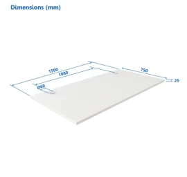 Up Up Stalviršis L Baltas, 1500x750x25mm (LMDP)