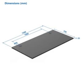 Up Up Stalviršis L Juodas, 1500x750x25mm (LMDP)