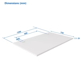 Up Up Stalviršis M Baltas, 1200x750x25mm (LMDP)