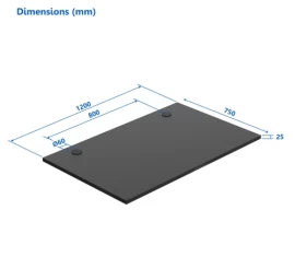 Up Up Stalviršis M Juodas, 1200x750x25mm (LMDP)