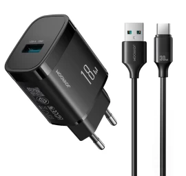 Usb-a 18 W Tinklo įkroviklis Su 1 M Ilgio Usb-a - Usb-c Kabeliu - Juodas
