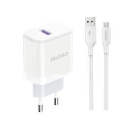 Usb-a 18w Tinklo įkroviklis Su Usb-a - Microusb Kabeliu, Baltas