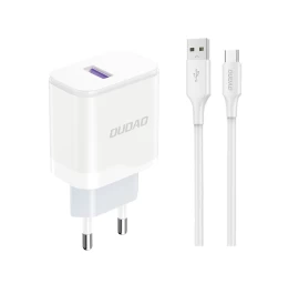 Usb-a 18w Tinklo įkroviklis Su Usb-a - Usb-c Kabeliu, Baltos Spalvos
