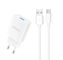 Usb-a 2.1a 10w Tinklo įkroviklis Su Usb-a - Usb-c Kabeliu, Baltos Spalvos