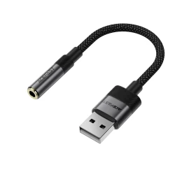 Usb-a – 3,5 Mm Mini Jack Adapteris – Juodas