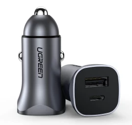 Usb-a Ir Usb-c 30w Pd Pps Greitasis Automobilinis įkroviklis - Pilkas