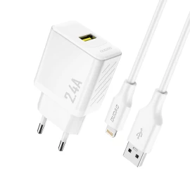 Usb-a Tinklo įkroviklis Su Usb-a Kabeliu - iphone Lightning 2,4 A Gan Eu - Baltas