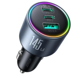 Usb-a Usb-c Automobilinis įkroviklis Su 145 W Laidu - Tamsiai Pilkas