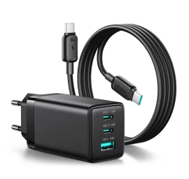 Usb-a Usb-c Gan 65 W Tinklo įkroviklis Su Usb-c 100 W 1,2 M Ilgio Kabeliu - Juodas