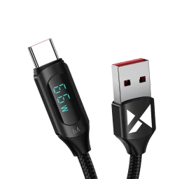 Usb A - Usb C Kabelis Wozinsky Wuacc1 Su Ekranu 66w 6a 1 M - Juodas
