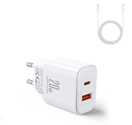 Usb-a Usb-c Pd 20w Tinklo įkroviklis + Usb-c Kabelis Jr-tcf05 Baltas
