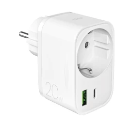 Usb-a Usb-c Tinklo įkroviklis Su schuko Pd Lizdu 20 W - Baltas