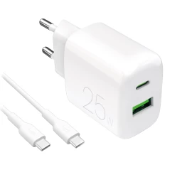 Usb-a Usb-c Tinklo įkroviklis Su Usb-c Kabeliu 25 W 1,2 M - Baltas