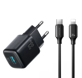 Usb-a Usb-c Tinklo įkroviklis Su Usb-c Kabeliu - iphone Lightning 33 W - Juodas