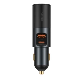 Usb Automobilinis įkroviklis Usb-c Cigarečių žiebtuvėlio Lizdas Qc Pd Share Together Pilkas