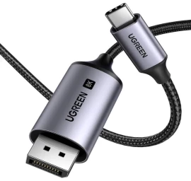 Usb-c - Displayport 8k Hdr Hdcp2.3 Earc 2 M Ilgio Vaizdo Ir Garso Kabelis Pilkos Spalvos