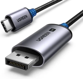 Usb-c - Displayport 8k Hdr Hdcp2.3 Earc Vaizdo Kabelis 3 M Pilkos Spalvos