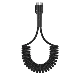 Usb-c fish-eye Spiralinis Kabelis 100 W 1 M - Juodas