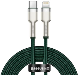 Usb-c - iphone Lightning Kabelis Su Metaliniais Galais cafule Pd 20w 2 M - žalias